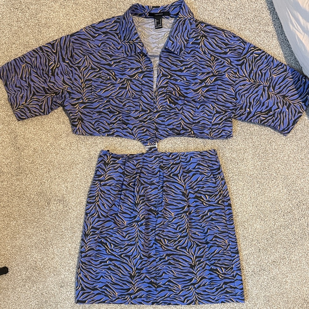 Forever 21 Blue and Black Zebra Print Mini Dress